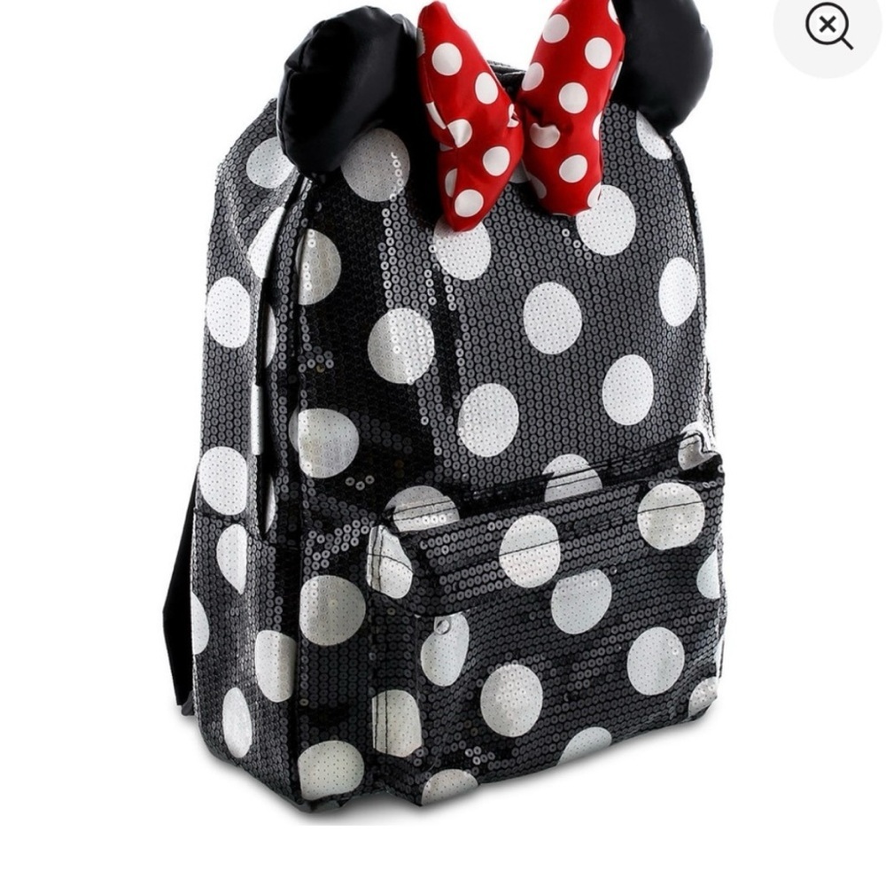 Disney Parks Minnie Mouse Sequin Backpack 3D padded ears Red & white bow